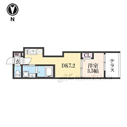 ハーモニーテラス太秦一ノ井町 1DKの間取図画像