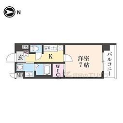 ソルテラス嵯峨嵐山 1Kの間取図画像