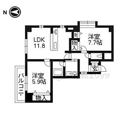 フォレストコート 2LDKの間取図画像