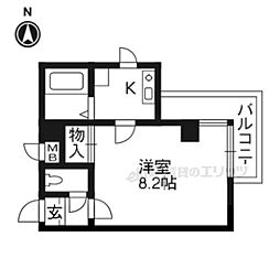 ハウス6 1Kの間取図画像