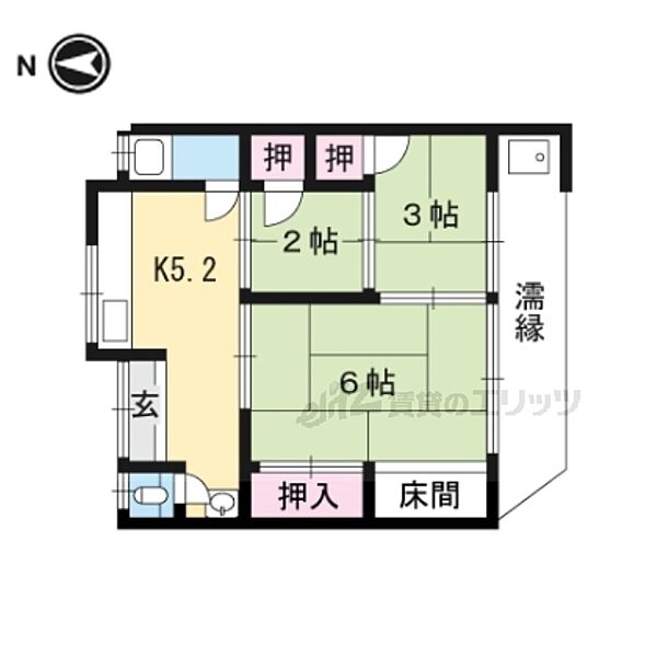 深草内膳町19貸家 ｜京都府京都市伏見区深草大亀谷内膳町(賃貸一戸建3DK・1階・33.84㎡)の写真 その2