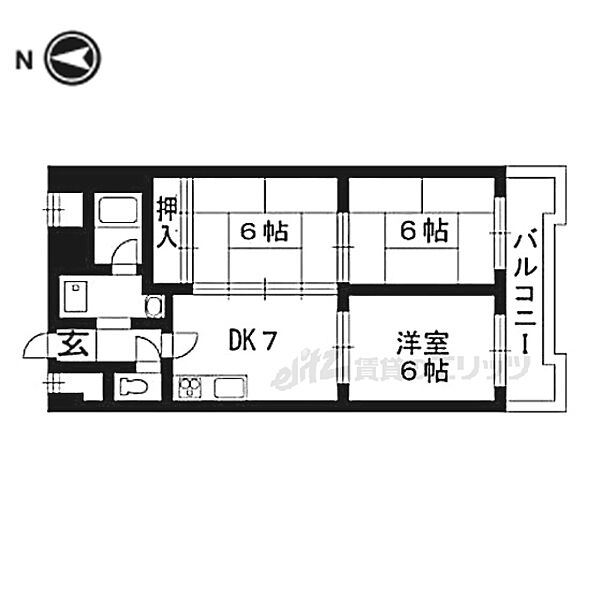 ロイヤルコーポ 505｜京都府京都市右京区西院高田町(賃貸マンション3DK・5階・60.45㎡)の写真 その2