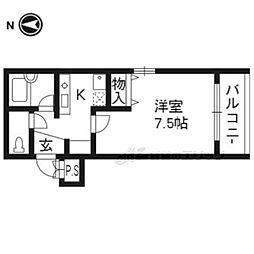 パレット 1Kの間取図画像