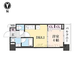 ベラジオ雅び烏丸十条2 1DKの間取図画像