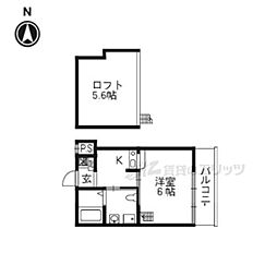 オーシャンボックス2 1Kの間取図画像