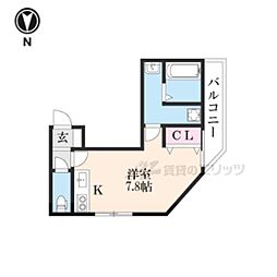 桃山HATCH ワンルームの間取図画像