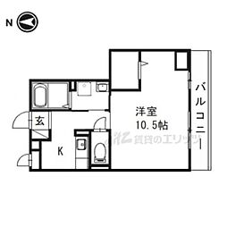 アラン・コート 1Kの間取図画像