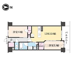 ファインレジデンス京都五条通 2LDKの間取図画像