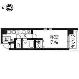 サンロイヤル五条 1Kの間取図画像