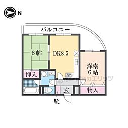 リーブルショーザン 2LDKの間取図画像