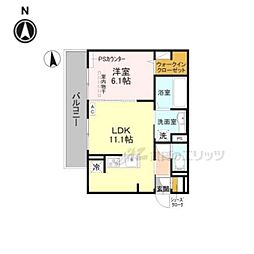 GRAMM竹田B棟 1LDKの間取図画像