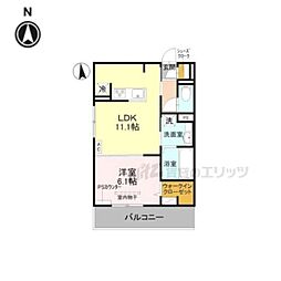 GRAMM竹田B棟 1LDKの間取図画像