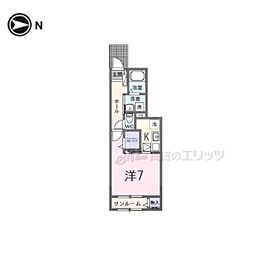 ペニーレイン 1Kの間取図画像