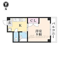 PEACEWELL祇園 1Kの間取図画像