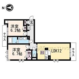 クレアール吉祥院 2LDKの間取図画像