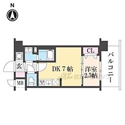 ソルテラス京都勧進橋PARK SIDE 1DKの間取図画像