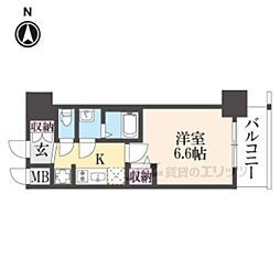 プレサンスTHEKYOTO澄華 1Kの間取図画像