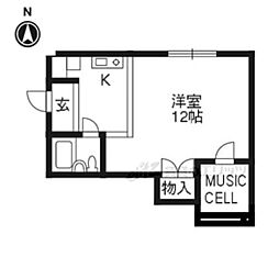 あいのまちはうす 1Kの間取図画像
