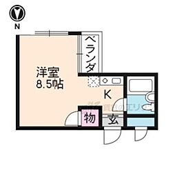 エクセル竹田 1Kの間取図画像