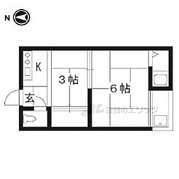 松山荘 2Kの間取図画像