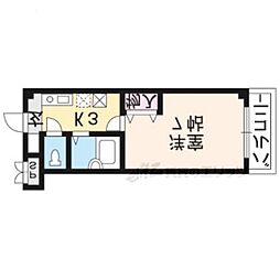 コモド清水 1Kの間取図画像