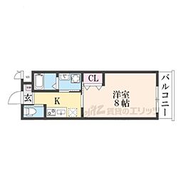 LEI CORT椥辻I 1Kの間取図画像