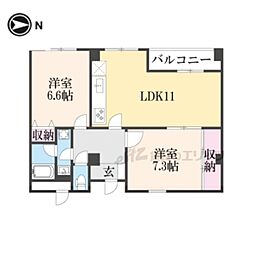 リエス西院 2LDKの間取図画像
