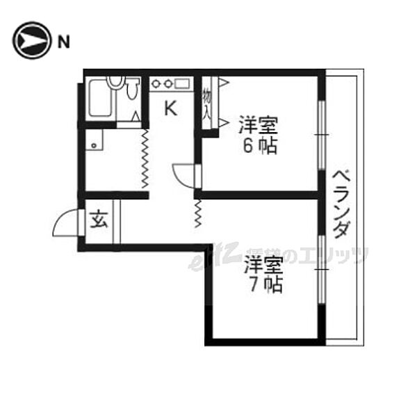 京都府京都市北区大将軍南一条町(賃貸マンション2K・2階・25.00㎡)の写真 その2