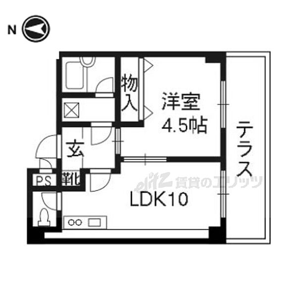 ホワイトクレステ 101｜京都府京都市下京区西新屋敷太夫町(賃貸マンション1LDK・1階・38.25㎡)の写真 その2