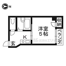 アーモン 1Kの間取図画像