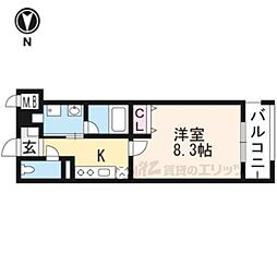 セレッソ長者町 3階1Kの間取り