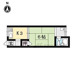 京屋ハイツ 1Kの間取図画像