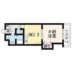 デュ四条 1LDKの間取図画像