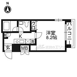 プレサンスNEO京都烏丸 1Kの間取図画像