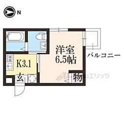 オリエント五条坂 1Kの間取図画像