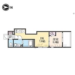 サニーコート円町 1DKの間取図画像
