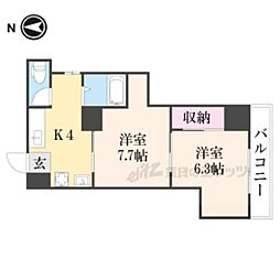 サムスクエア四条大宮Part1 2Kの間取図画像