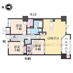 ルネ烏丸御池 3LDKの間取図画像