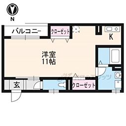 セントラルジェム御所南 1Kの間取図画像