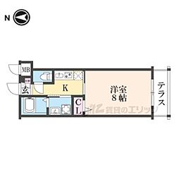 CREST TAPP京都丹波口II 1Kの間取図画像