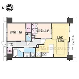 ファインレジデンス京都五条通 2LDKの間取図画像