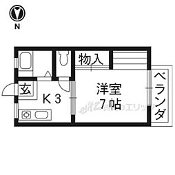 はるはな3 1Kの間取図画像