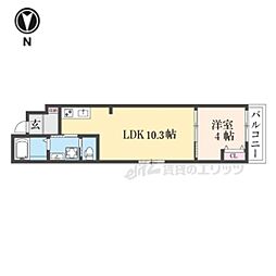 アドバンスコート四条堀川II 1LDKの間取図画像