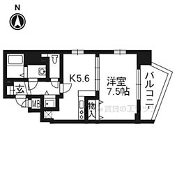 ライジングコート京都西院フロンティア 1DKの間取図画像