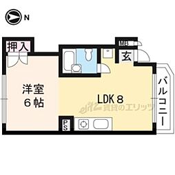 シモン北大路 1LDKの間取図画像