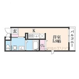 仮)アヴェルーチェ三条堀川 ワンルームの間取図画像