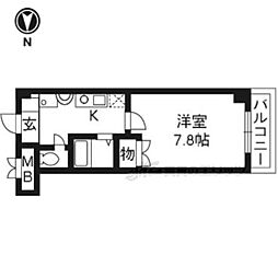 ウエストフィールド 1Kの間取図画像