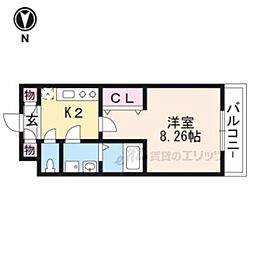 Grange京都円町 1Kの間取図画像