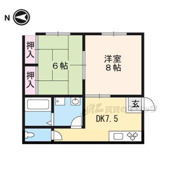 シャローム石田 102｜京都府京都市右京区梅津中村町(賃貸アパート2DK・1階・42.78㎡)の写真 その2