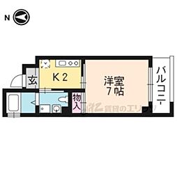 京都市営烏丸線 今出川駅 徒歩26分の賃貸マンション 4階1Kの間取り
